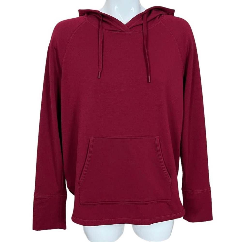 DSG Burgundy Curved Hem Raglan Sleeve Kangaroo Pocket Hoodie Size Large